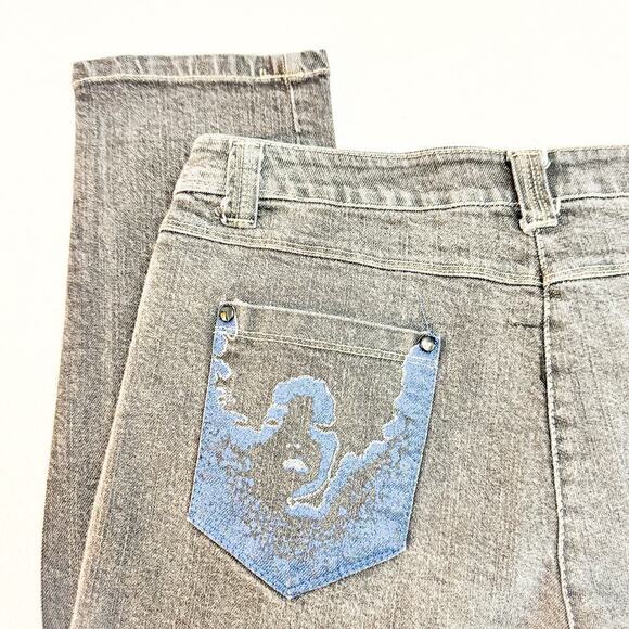 Oltre Italy Slim Skinny Black Charcoal Denim Jeans Size 12 - Picture 9 of 10